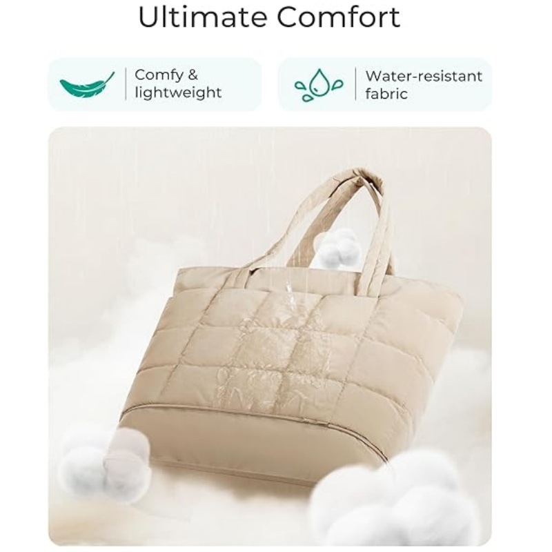 Amazon nuevo bolso tote para mujer bolso expandible bolso de mano esponjoso con cremallera bolso de hombro de viaje