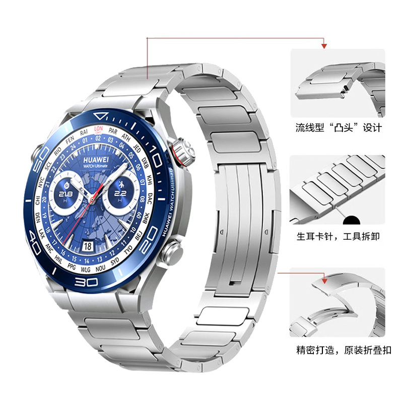 適用於華為watch4pro金屬鈦合金錶帶GT4/GT5/pro工字型純鈦手錶帶