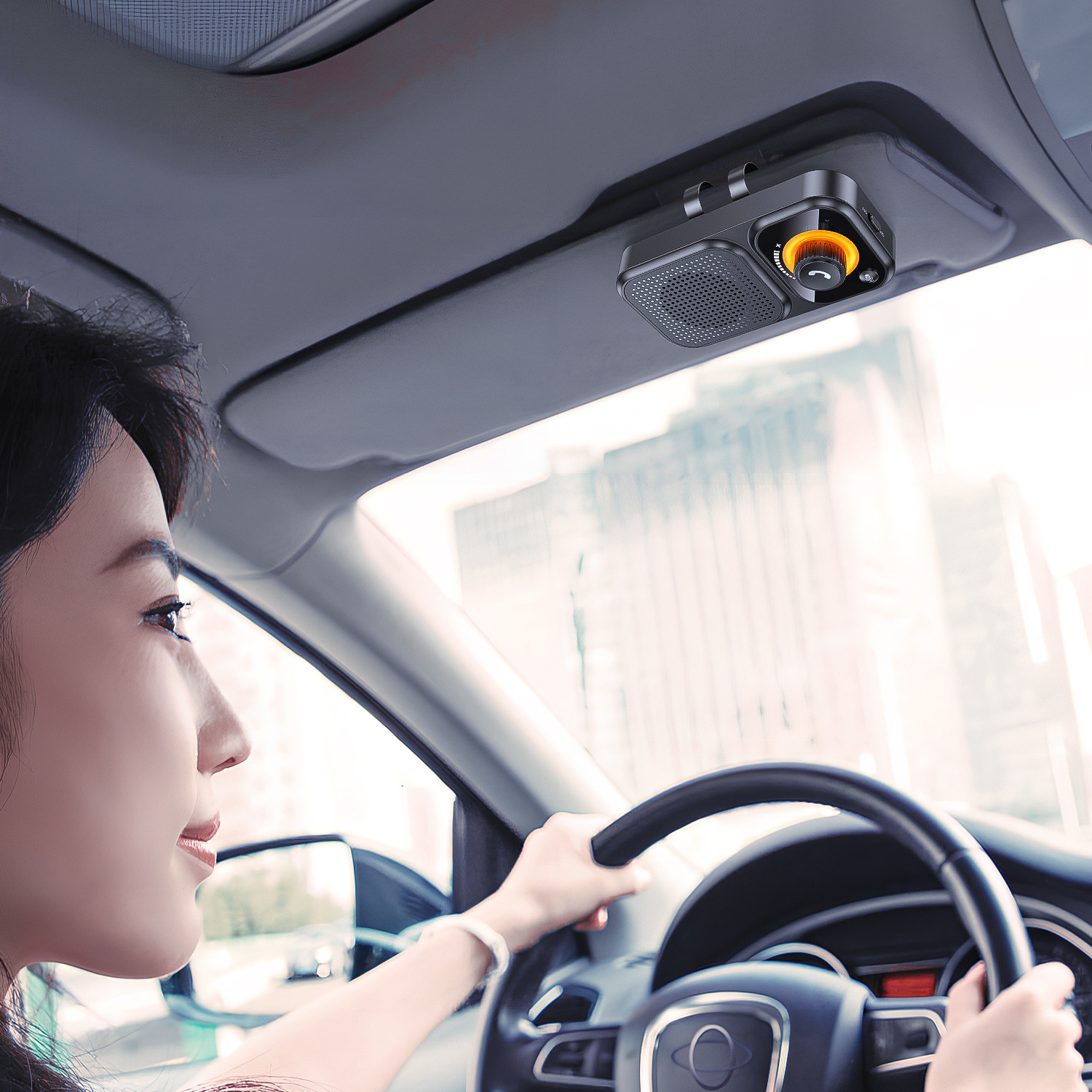 New Bt17 Sun Visor Bluetooth Car Hands-Free Call Noise Reduction Intelligent Sensor Vibration Boot Siri Voice 3W
