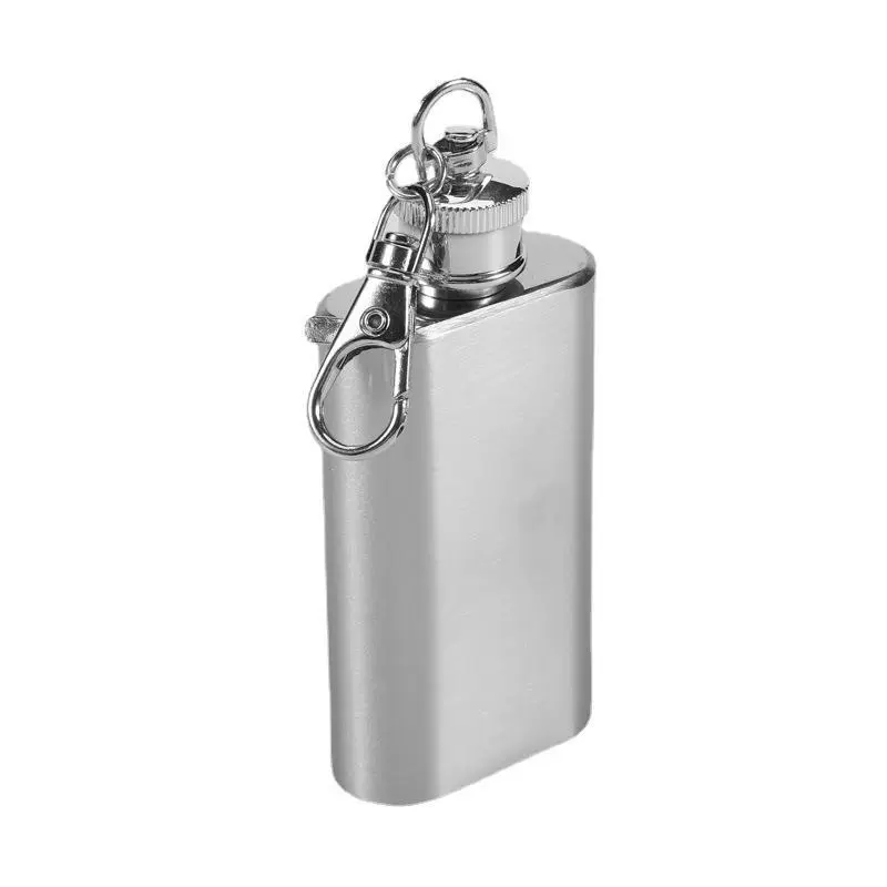 Handheld travel pocket flask for camping stainless steel, keychain, 1-2 ounces