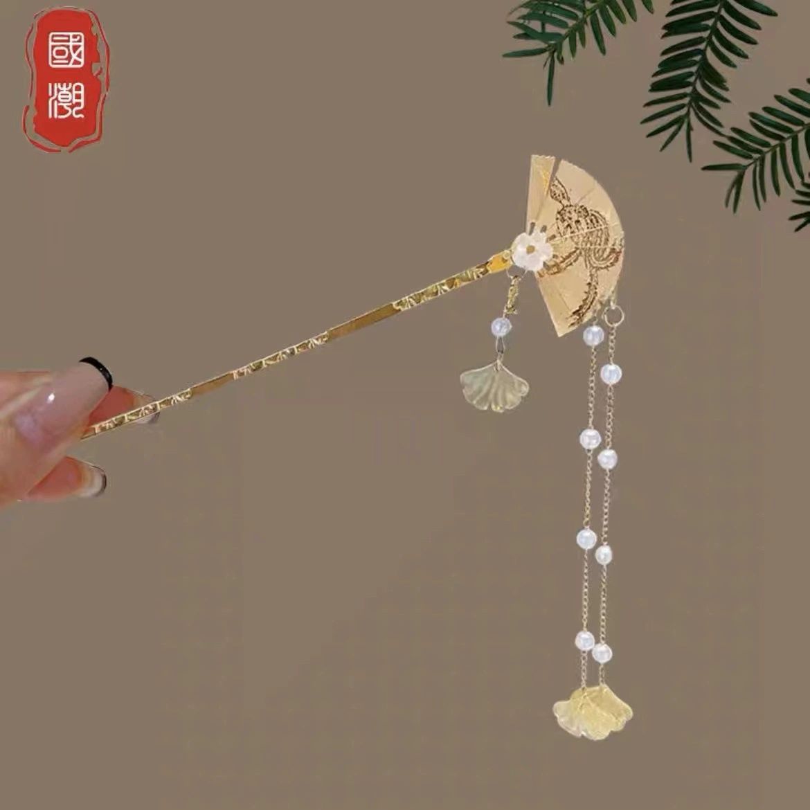 Китайская заколка HanfuHairgrip, цветы и кисточки, аксессуар для волос, 22 см, легкий