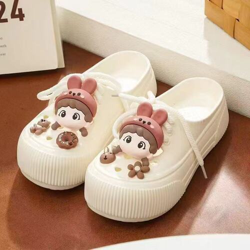 Women's Shoes 2025 Summer Fashion Slippers Home Non-slip Squishy Feel Open-toe Soft Sole Two-in-one Hole Shoes