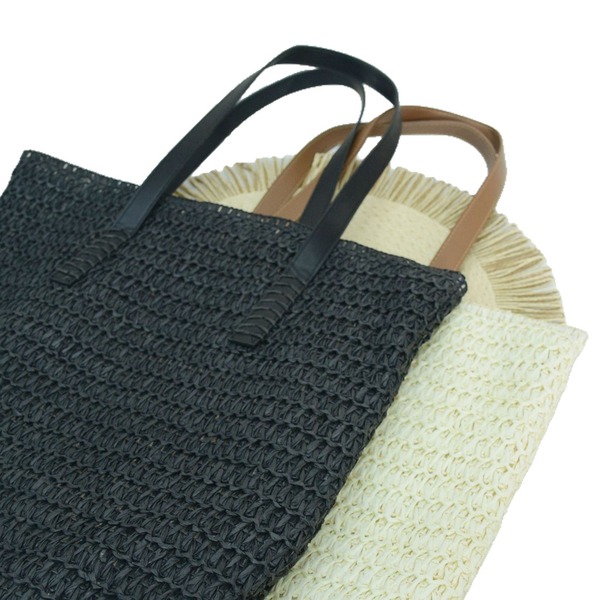 straw solid color capacious universal beach one-shoulder bag