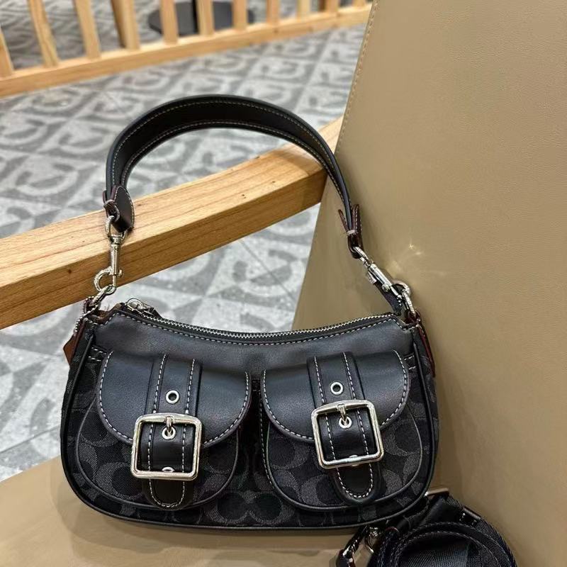 Koujia 2025 New Women's Bag Ashton Retro Underarm Bag Vintage Baguette Motorcycle Bag Shoulder Crossbody Mahjong Bag - Thumbnail 3