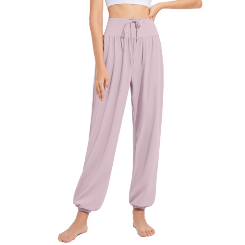 Wide-leg loose sports pants for women, slimming lantern fitness wear, natural drape trousers, casual dance high-waisted yoga pants