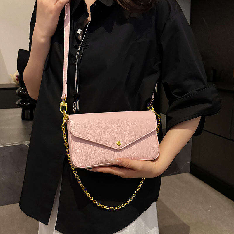 Bolso de cadena popular de este año 2025 verano nuevo bolso de hombro con patrón de lichi bolso de mensajero simple de moda mujer