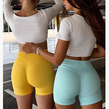 dfyne健身运动瑜伽短裤女高腰瑜伽裤无尴尬线提臀蜜桃臀健身短裤