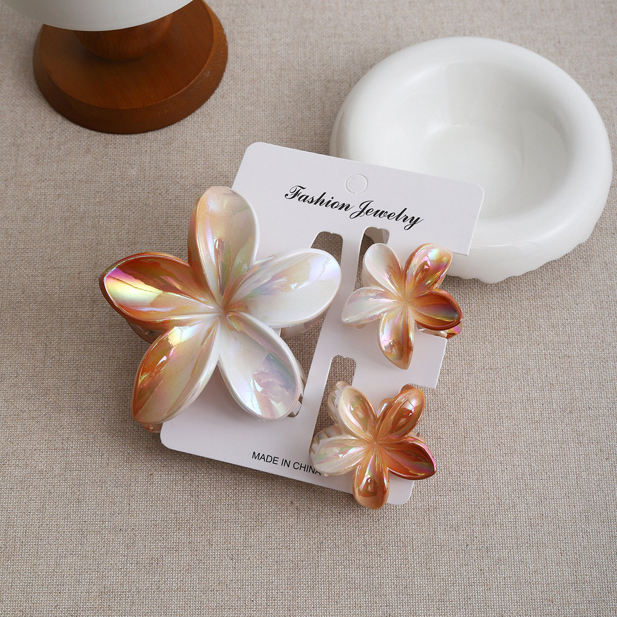 Electroplated flower hairpin jika 3-piece set