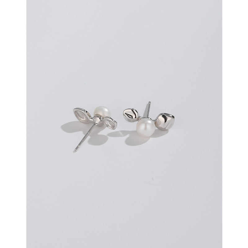 Pendientes de perlas de agua dulce de plata esterlina 925 pendientes de lujo de alta calidad elegante diseño de nicho pendientes de guisantes simples para mujeres