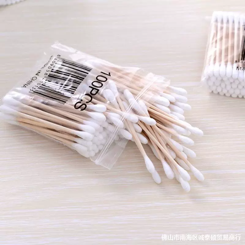 Disposable cotton swabs, multicoloured double-sided makeup remover, 100 pieces