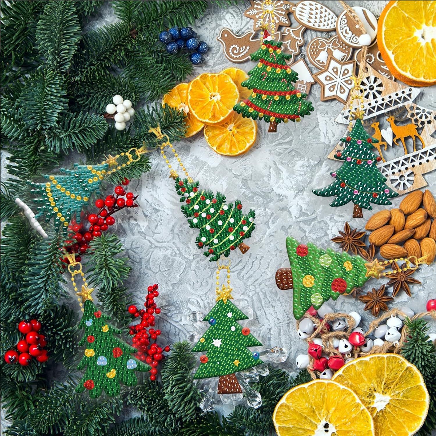 Pintura de Diamantes Navideña 2025, Pintura de Diamantes de Halloween, Llavero DIY Hecho a Mano, Fabricante de Origen Transfronterizo