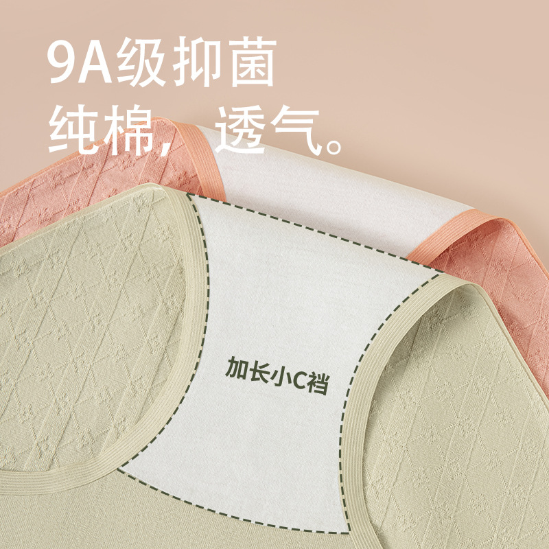 Algodón jacquard 2024 nuevo estilo 9A antibacteriano transpirable alargada entrepierna de algodón sin costuras calzoncillos de algodón de cintura alta para mujer