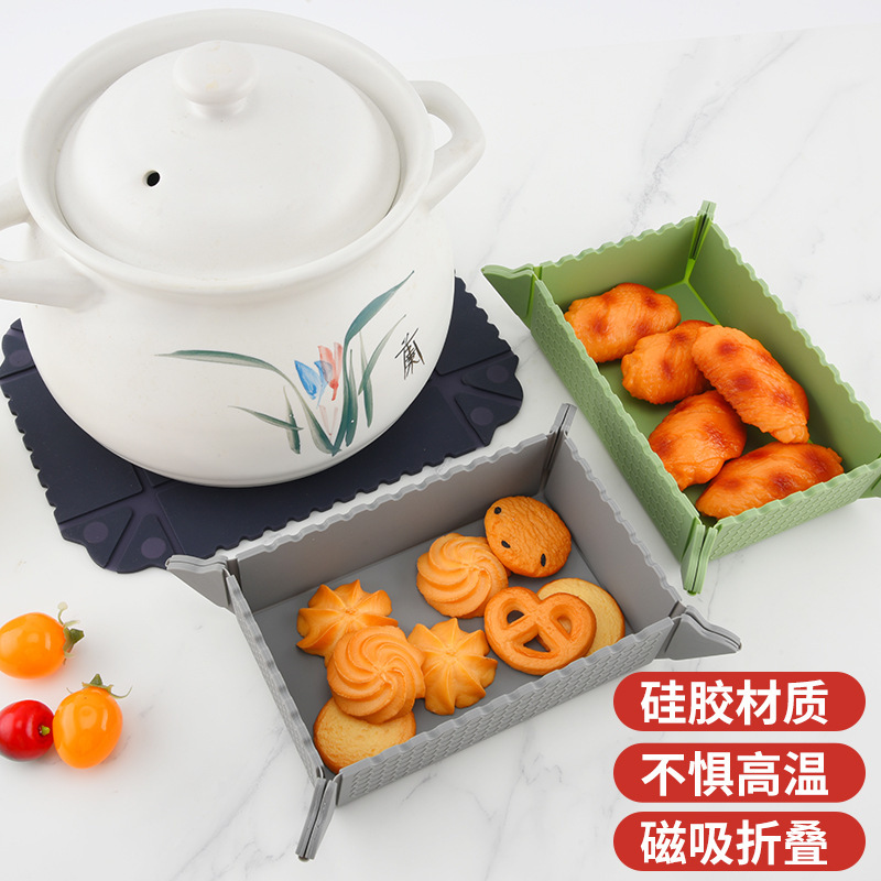 Cross-Border Silicone Magnetic Folding Storage Box Multi-Functional Portable Outdoor Camping Fruit Tray Dining Table Mat Heat Insulation Mat