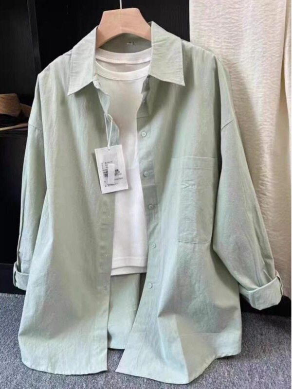 Plus-Size Lazy Style Cotton Shirt for Women, New Korean-Style Loose Fit with a Turn-Down Collar, Suitable for Petite Figures, Spring and Autumn Plus-Size Lazy Style Cotton Shirt for Women, New Korean-Style Loose Fit with a Turn-Down Collar, Suitable for Petite Figures, Spring and Autumn