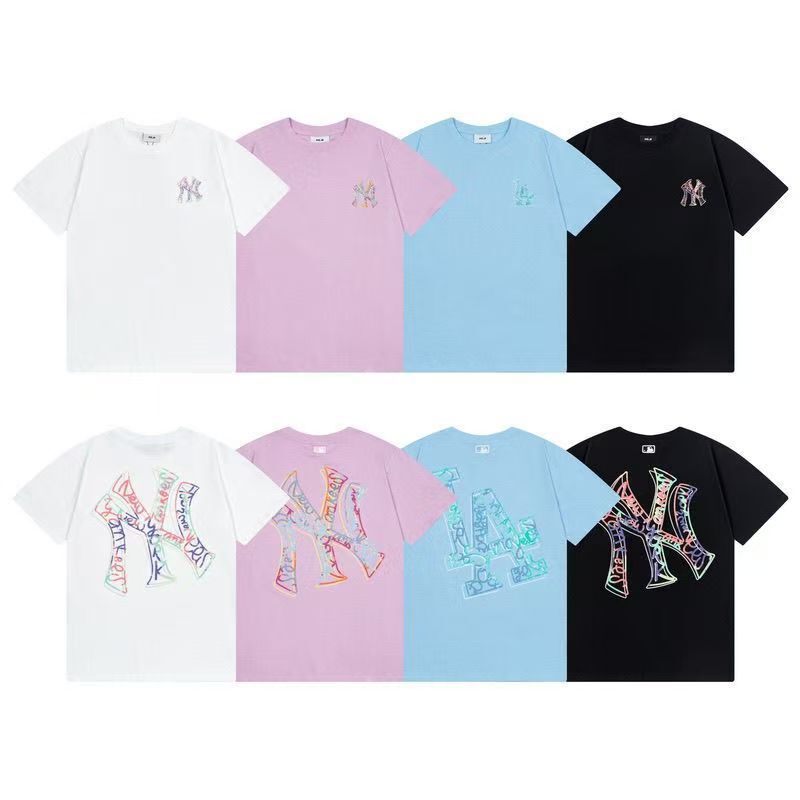 Foreign Trade Cross-Border 25Ss Korean Trendy Brand New Mlb Colorful Letter Print Simple Versatile Unisex Short-Sleeve T-Shirt Foreign Trade Cross-Border 25Ss Korean Trendy Brand New Mlb Colorful Letter Print Simple Versatile Unisex Short-Sleeve T-Shirt