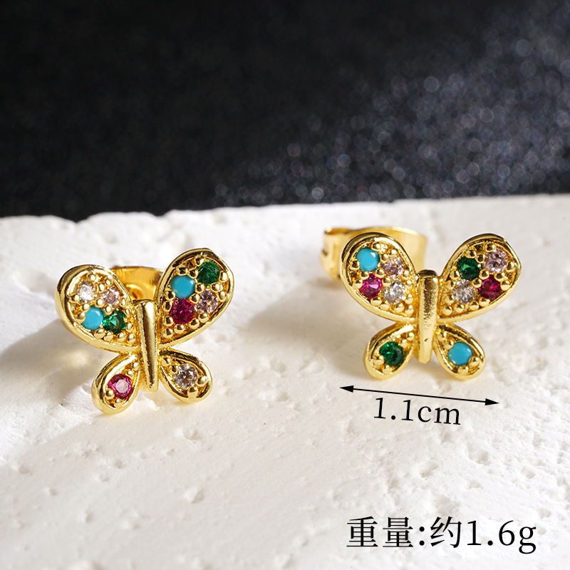 Vietnam Shajin nuevo estilo retro luz de lujo con incrustaciones de color collar de mariposa pendientes durante mucho tiempo sin decoloración joyería femenina de alta gama