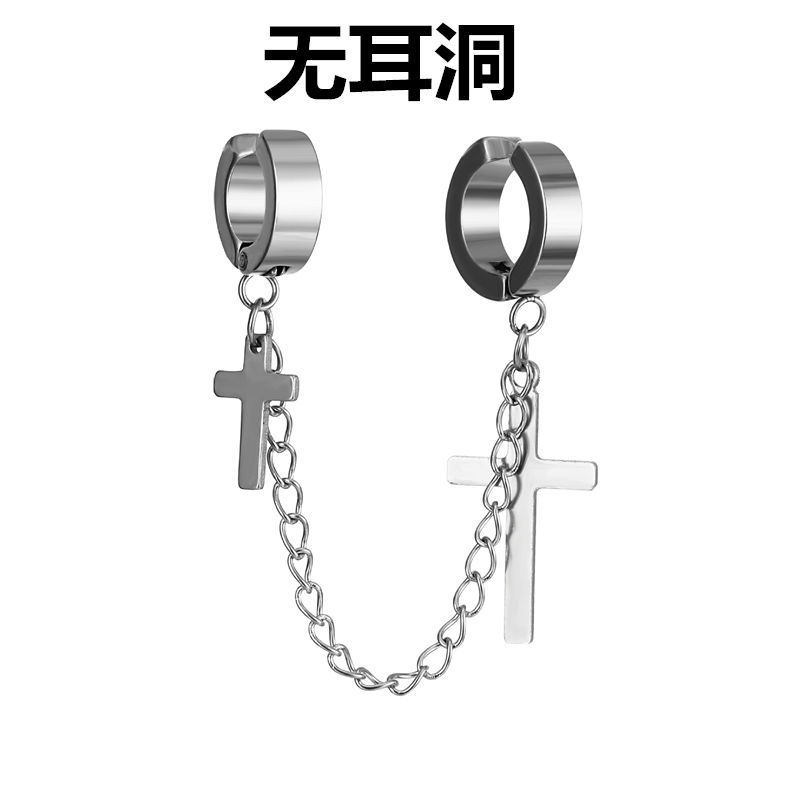 C 귀 클립 + 귀 뼈 클립 (귀 구멍 없음)