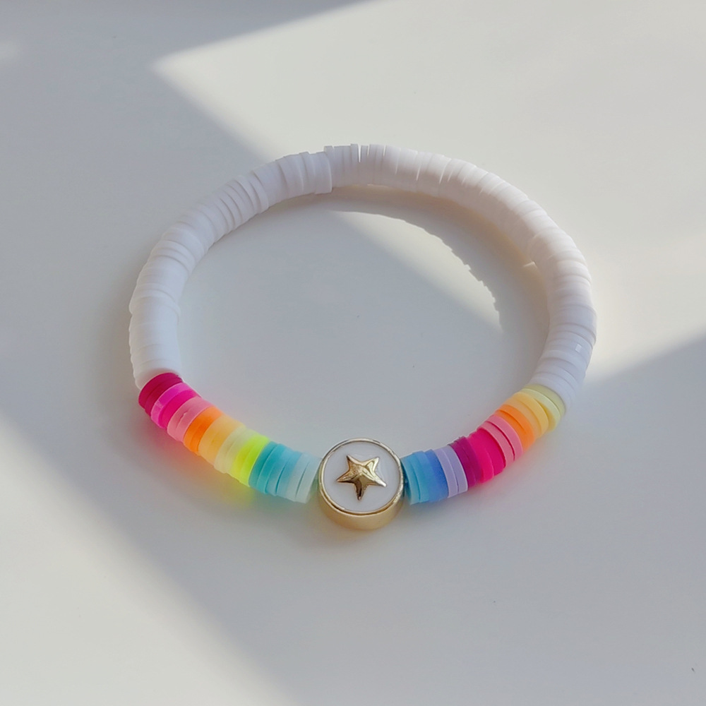Freshwater Pearl, soft clay, Copper Material Colorful Pattern Vacation Colorful Freshwater Pearl Soft Clay Copper Beaded Knitting Plating Women's Bracelets