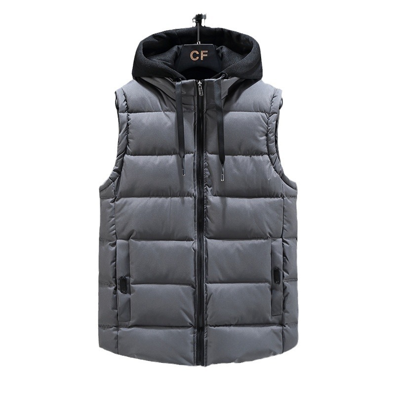 Demi-season trend vest, keep warm tank top with down, jacket, increased thickness, for teenagers, Korean style