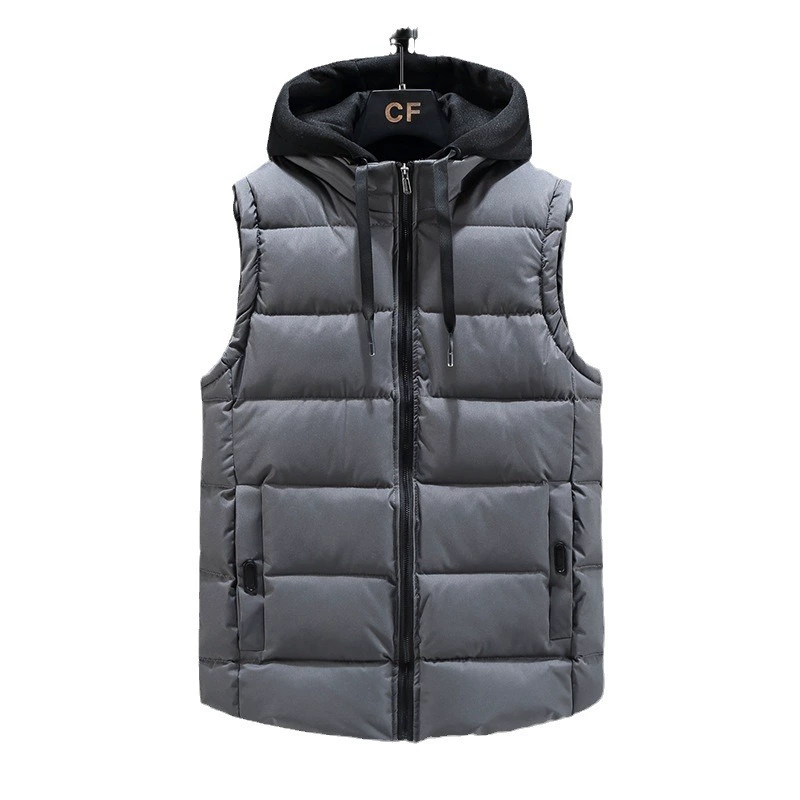 Demi-season trend vest, keep warm tank top with down, jacket, increased thickness, for teenagers, Korean style
