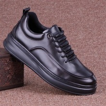 外贸真皮板鞋男头层牛皮秋透气休闲皮鞋超轻厚底运动跑步鞋冬加绒