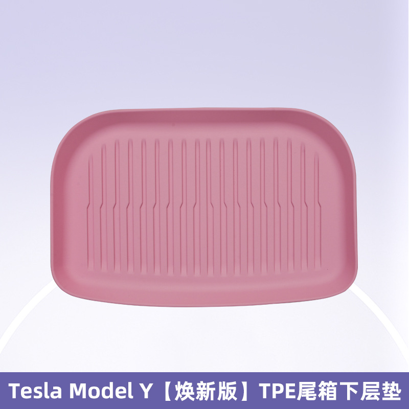 Para Tesla 2025 Modelo Y / 3 Nuevo 3D todo el tiempo TPE rosa almohadilla de pie cojín trasero
