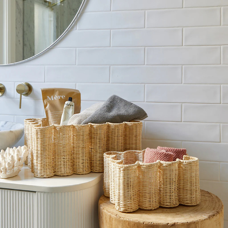 Cesta de almacenamiento de tejido de caña nórdica tejida a mano cesto de almacenamiento de artículos de baño cesto de almacenamiento de juguetes decorativos residenciales cesto de artículos diversos