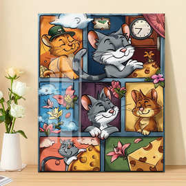 猫和老鼠十字绣自己绣2024新款满绣图手工钻石绣卧室小幅