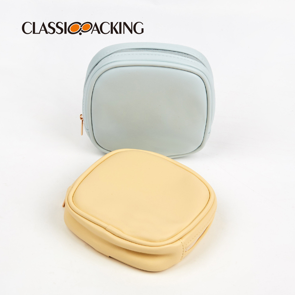 Simple estilo ins bolsa de cosméticos portátil material de PU mini bolsa de almacenamiento portátil sobre rojo pequeño monedero de identificación