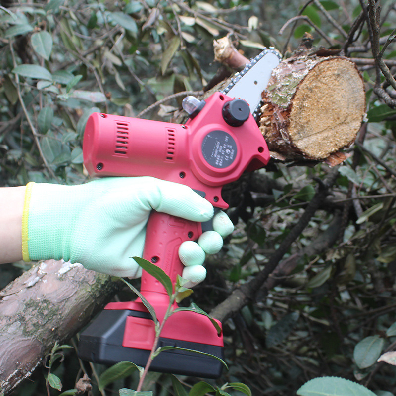4寸迷你电链锯充电式电锯伐木家用小型手持手提锂电锯电动锯