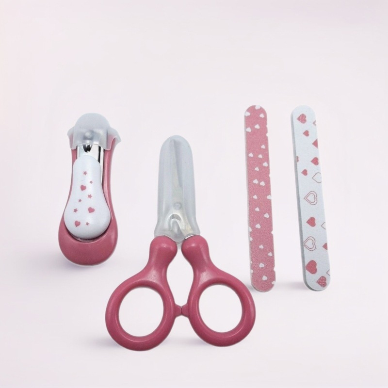 Baby Care Manicure Set Four-Piece Set Anti-Pinch Small Scissors Children's Stainless Steel Nail Clippers Newborn Portable