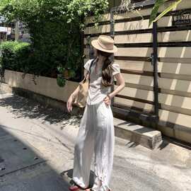 美式新款复古夏季格子显瘦学院修身格纹衬衣翻领收腰短袖衬衫上衣