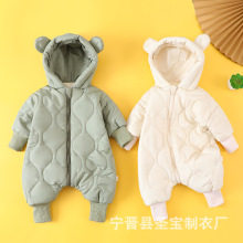 网红婴儿棉服冬季加棉连体衣加厚男女宝宝爬服冬装外出服一件代发