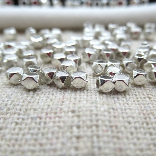 s925 sterling silver geometric faceted rhombus beads loose bead earrings material handmade DIY accessories beaded bracelet spacer beads