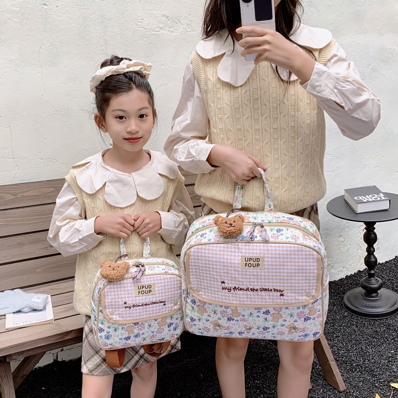 Mochila de dibujos animados japoneses para niños y niñas, dulces pequeñas flores, mochila para padres e hijos, mochila para niños de gran capacidad.