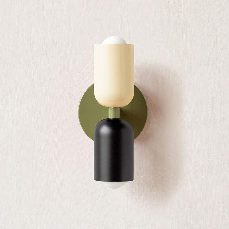 Creativo de doble cabeza lámpara de pared de hierro forjado nórdica moderna de color simple dormitorio lámpara de cabecera lámpara de pasillo