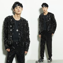 新款男团租赁服酒吧主持人男式爵士舞韩舞蹈成人亮片表演出垒德株