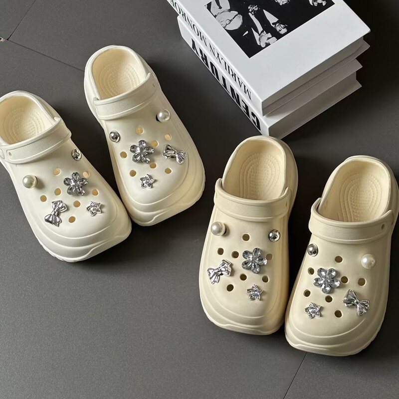 7cm Thick-soled Hole Shoes Summer Women's Outwear Heightened Slip-on Slippers Breathable Non-slip Beach Eva Sandals
