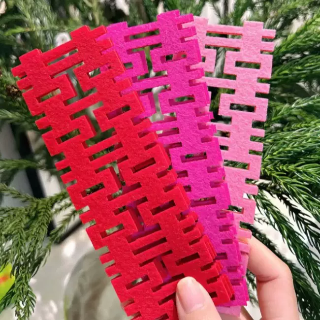 婚房迷你长条喜字挂件 卧室盆栽布置喜糖装饰用长条连体喜字