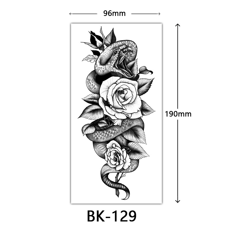 Tatuaje Temporal de Flores Boceto de Papel de Transferencia al Agua, Impresión por Transferencia de Agua, para Cuerpo image 135