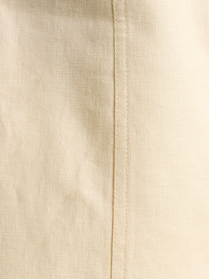 Bộ vest gile và quần short nữ chất liệu lanh cotton, áo khoét vai không tay, kiểu công sở — Màu mơ, Màu nâu đậm, Màu trắng, Màu xanh nước biển chi tiết 52
