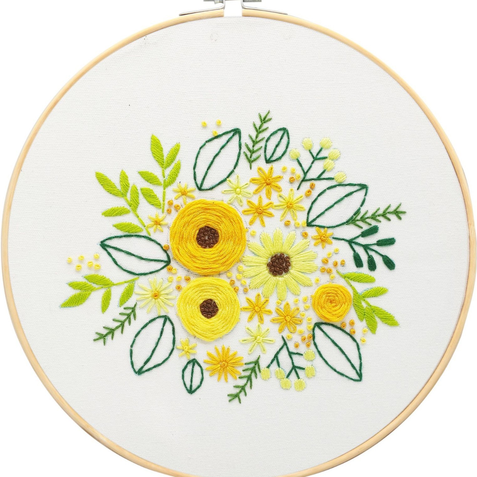 Lu bordado hecho a mano paquete de material de bricolaje decoración de la sala de estar colgando pintura transfronteriza descripción inglés flores brillantes y plantas traje image 25