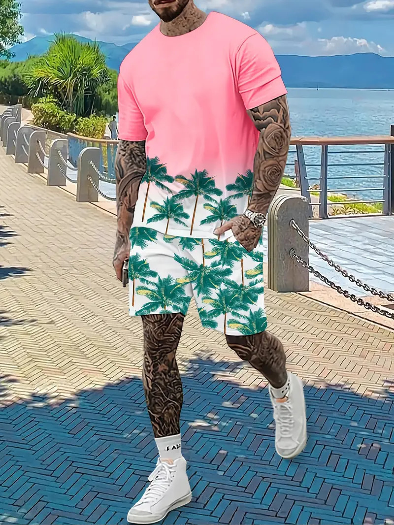 2025 nuevo estilo europeo y americano transfronterizo Amazon tendencia de moda casual camiseta de manga corta pantalones cortos traje ME05 MA04