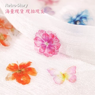 Retro Story贴纸包琉璃瓣系列花卉主题手账DIY素材装饰贴20张6款