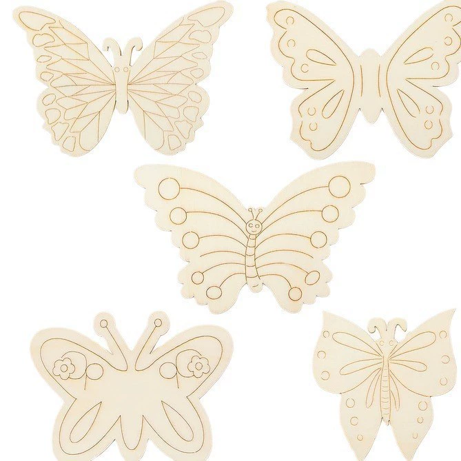 25 штук деревянных заготовок для бабочек, незаконченные шаблоны для рисования бабочек, этикетки для весеннего свадебного декора дома