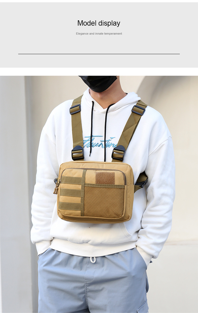 546g Weight Polyester Lining Material Zipper Closure Type Double Shoulder Straps Strap Type Fanny Pack Bags Type Travel, Camping & Hiking Occasion Oxford Cloth Material Solid Color Pattern All Seasons Season Men's Gender Streetwear Style Square Shape Men's Streetwear Solid Color Oxford Cloth Waist Bags