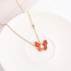 Golden necklace stainless steel, pendant, cute chain for key bag , cat's eye, Korean style, internet celebrity