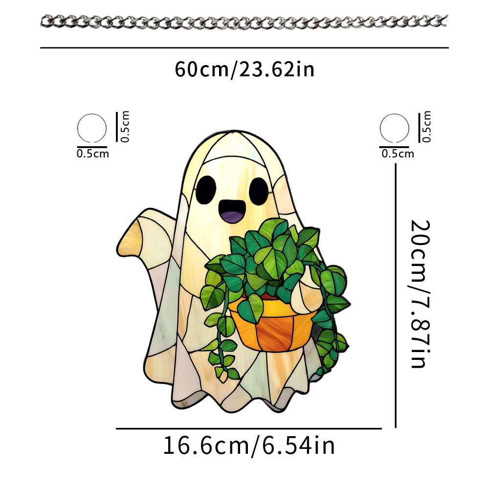 Nuevo Halloween bajo la luna para leer antes de acostarse con un pequeño fantasma plano acrílico 2D colgante de decoración de atmósfera de vacaciones