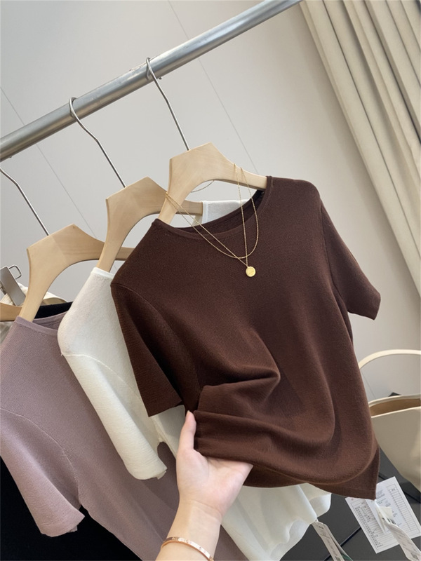 Natural Air Conditioner! Mitsubishi Triacetate + Lenzing Tencel! Loose Round Neck T-Shirt Knitted Women's Spring and Summer G031014