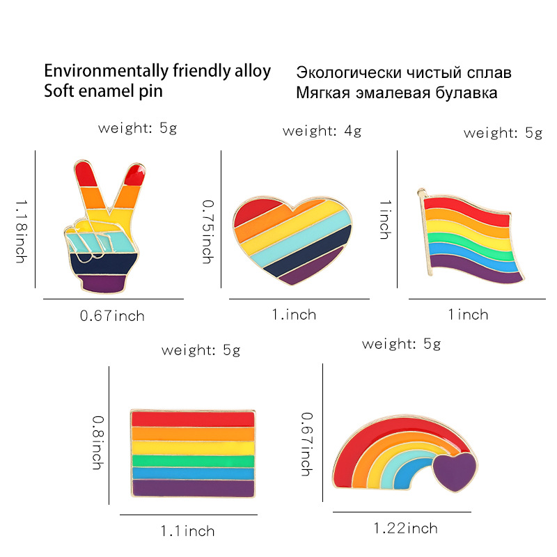 Mode Regenbogen Geste Herzform Legierung Emaille Unisex Broschen display picture 1